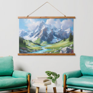Majestic Mountain Landscape Alpine Scenery  Hanging Tapestry