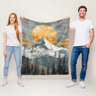 Majestic Mountain Landscape - Rustic Nature Fleece Blanket