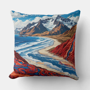 Majestic Mountain Landscape with Vibrant Colours Cushion