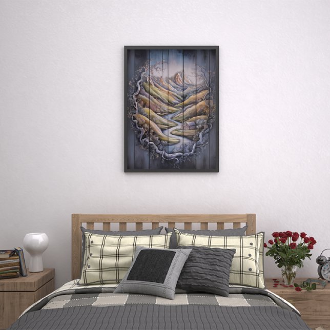 Majestic Mountain Mural on Wooden Wall Poster (Creator Uploaded)