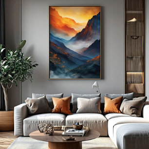 Majestic Mountain Sunset Landscape Canvas Print