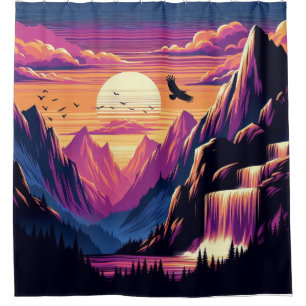 Majestic Mountain Sunset Shower Curtain Liner