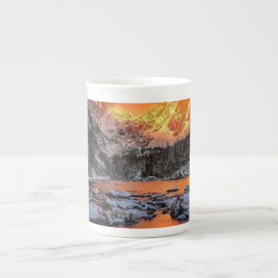 Majestic Mountain Sunset Winter Landscape Nature Bone China Mug