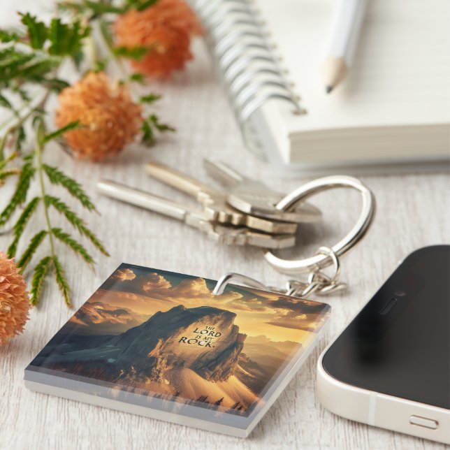 Majestic Mountain: The Lord Is My Rock Key Ring (Front Right)