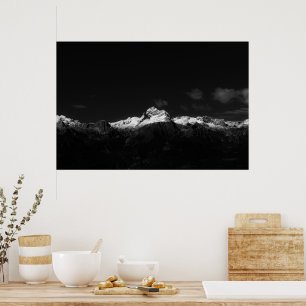 Majestic mountain Triglav in black and white Poster