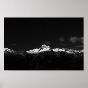 Majestic mountain Triglav in black and white Poster