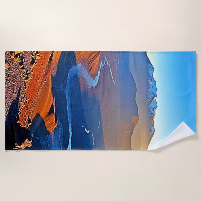 Majestic Mountain Valley Flow Design Beach Towel (Front)