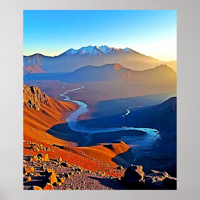 Majestic Mountain Valley Flow Design Poster (Front)