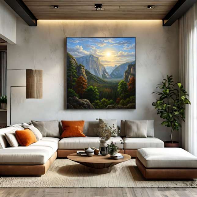 Majestic Mountain Valley Sunset Landscape Canvas Print (Creator Uploaded)