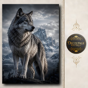 Majestic Mountain Wolf Decoupage Tissue Paper
