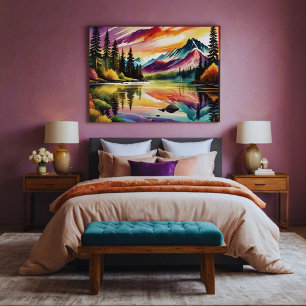 Majestic Mountains and Tranquil Trees - Stretched Canvas Print
