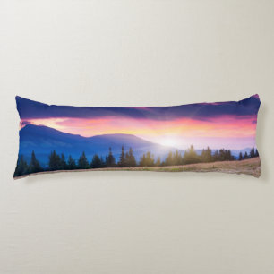 Majestic mountains landscape under morning sky body cushion