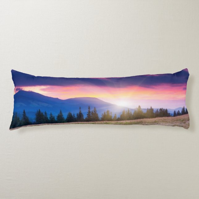 Majestic mountains landscape under morning sky body cushion (Front)