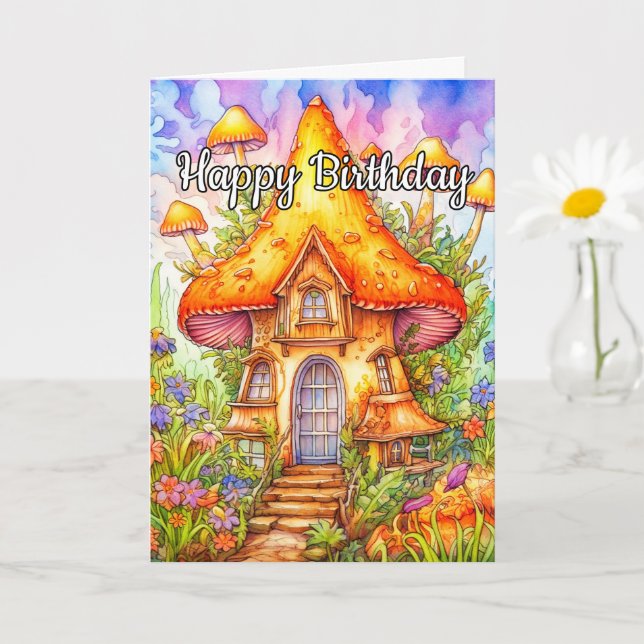 Majestic Mushroom House Illustration Card (Small Plant)