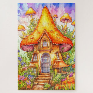 Majestic Mushroom House Illustration Jigsaw Puzzle