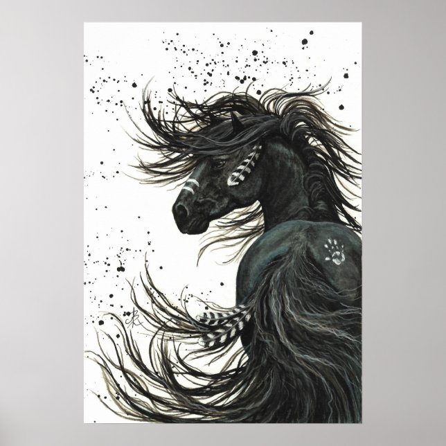 Majestic Mustang by BiHrLe Black Horse Poster (Front)