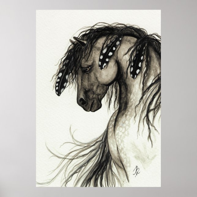 Majestic Mustang by BiHrLe Grey Horse Poster (Front)