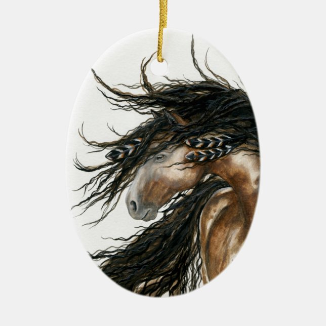 Majestic Mustang Horse by BiHrLe Ornament (Front)