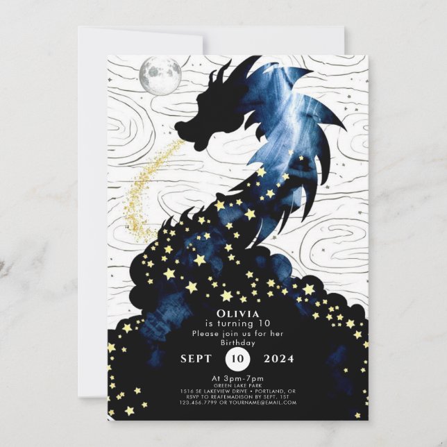  Majestic Mythical Dragon Birthday Invitation (Front)