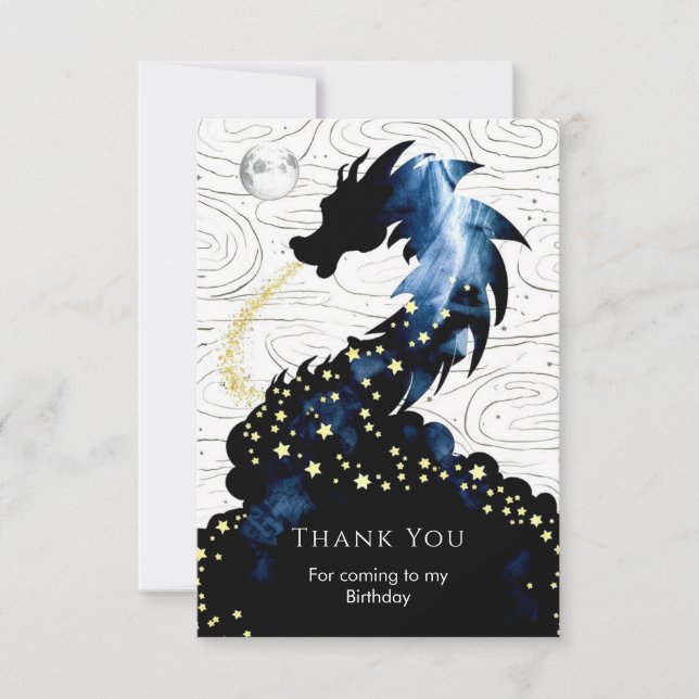 Majestic Mythical Dragon Birthday Thank You Card (Front)