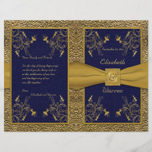 Majestic Navy and Gold Wedding Program