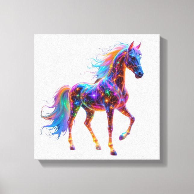 Majestic Neon Horse Canvas Print (Front)