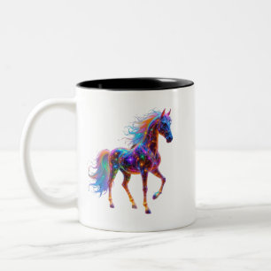 Majestic Neon Horse Two-Tone Coffee Mug