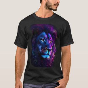 Majestic Neon Lion Art Graphic T-Shirt