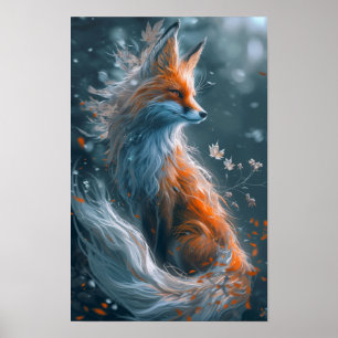 Majestic Nine-Tailed Fox Poster