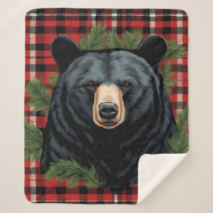 Majestic Northern Black Bear Sherpa Blanket