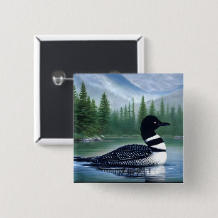 Majestic Northern Wilderness Loon 15 Cm Square Badge