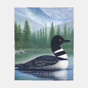 Majestic Northern Wilderness Loon  Fleece Blanket