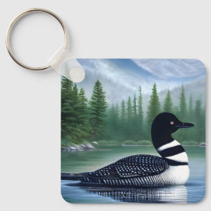 Majestic Northern Wilderness Loon Key Ring