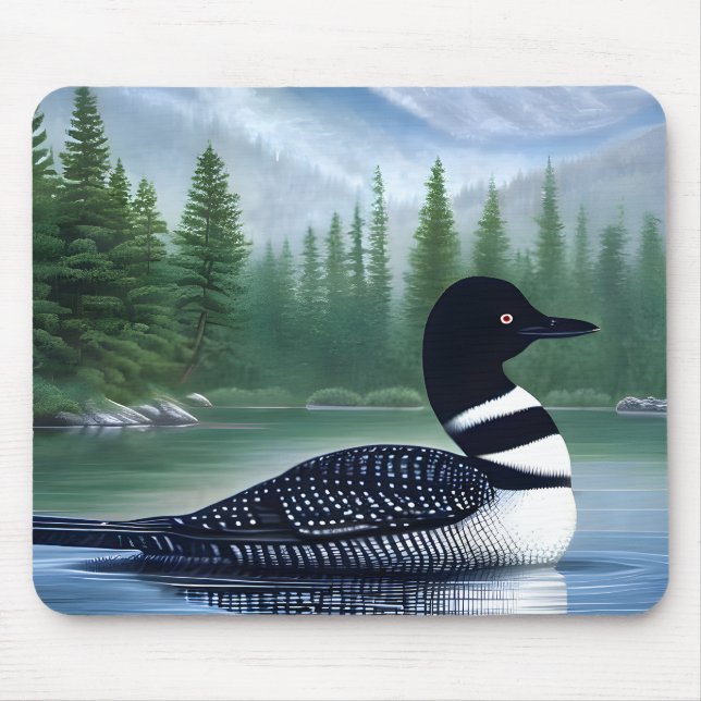 Majestic Northern Wilderness Loon  Mouse Mat (Front)