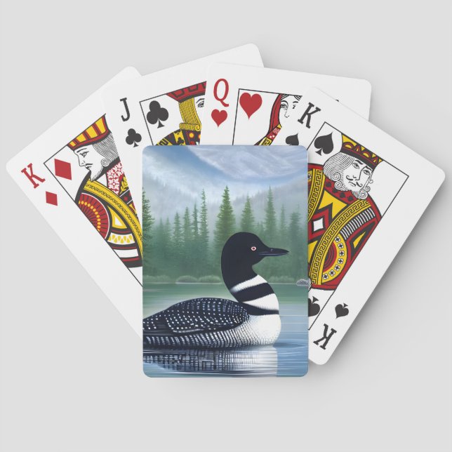 Majestic Northern Wilderness Loon  Playing Cards (Back)
