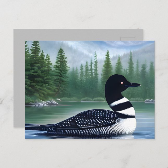 Majestic Northern Wilderness Loon  Postcard (Front/Back)
