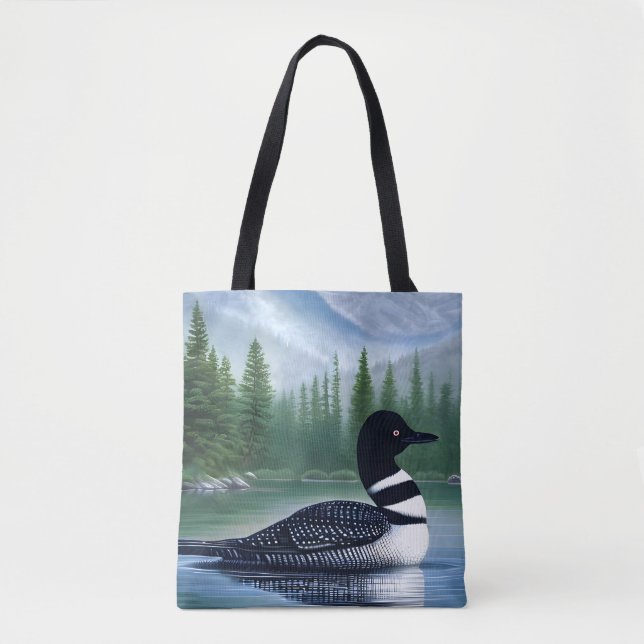 Majestic Northern Wilderness Loon  Tote Bag (Front)
