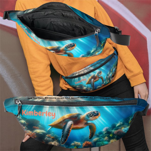 Majestic Ocean Sea Turtle near Colourful Coral Ree Bum Bags (Creator Uploaded)