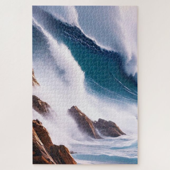 Majestic Ocean Waves Painting Jigsaw Puzzle (Vertical)