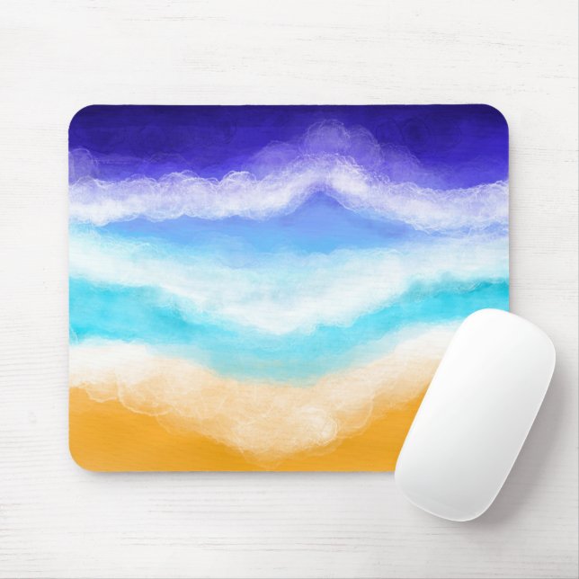 Majestic Ocean Waves Sandy Shore Mouse Mat (With Mouse)