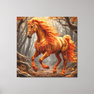 Majestic Orange Horse in Autumn Forest Canvas Print