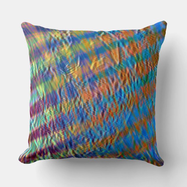 Majestic orange to blue strokes rustically crossed cushion (Front)