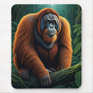 Majestic Orangutan in the Jungle Mouse Mat