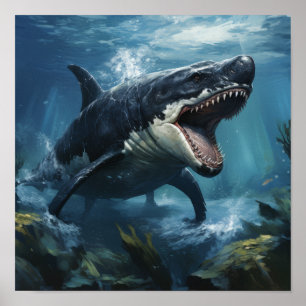 Majestic Orca and Fierce Crocodile Poster