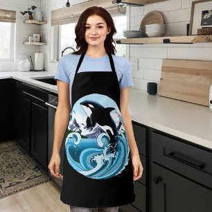 Majestic Orca Killer Whale Blue Waves Ocean Apron