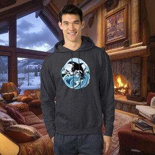 Majestic Orca Killer Whale Blue Waves Ocean Hoodie