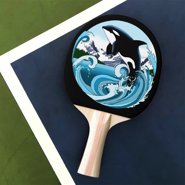 Majestic Orca Killer Whale Blue Waves Ocean Ping Pong Paddle (Creator Uploaded)