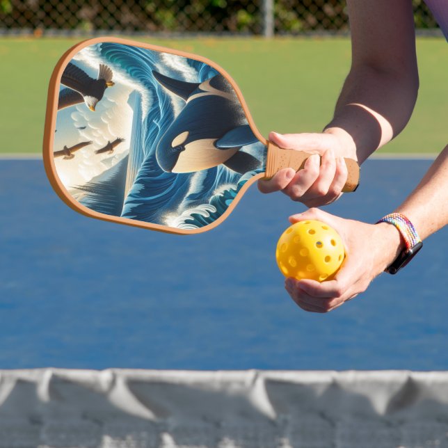 Majestic Orca: Ocean Symphony Pickleball Paddle (Insitu)