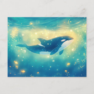 Majestic Orca Sunlit Ocean Garden Postcard
