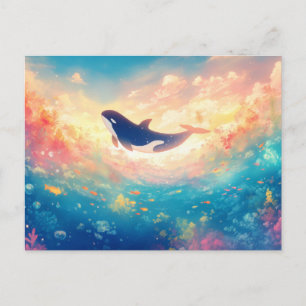 Majestic Orca Sunset Cloud Ocean Postcard